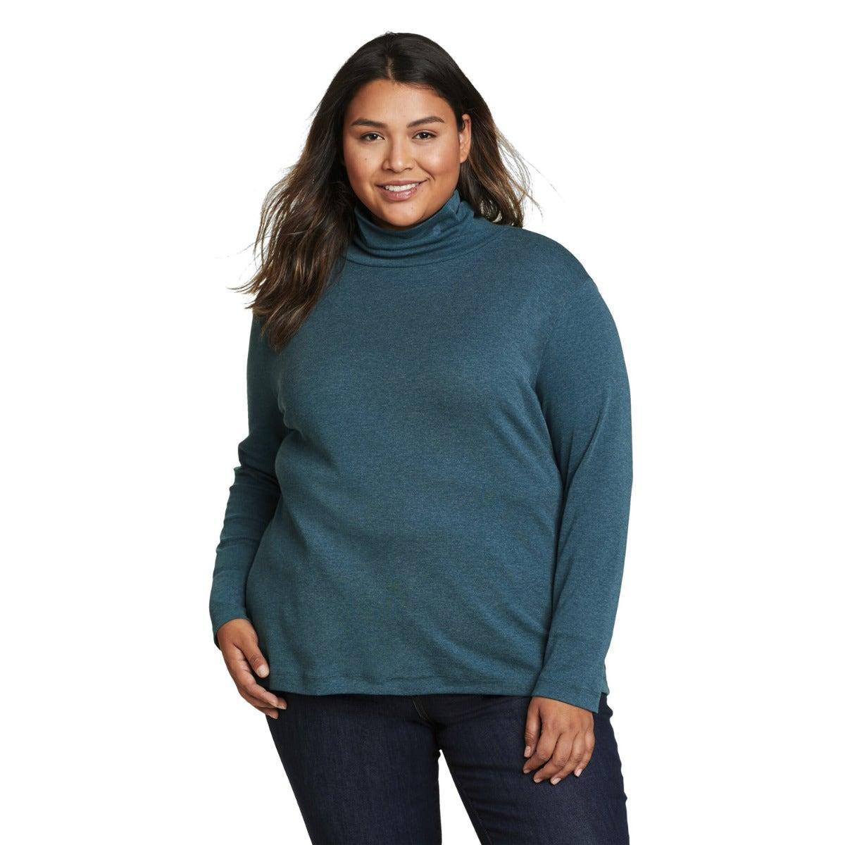 Favorite Tshirt Rollkragen Langärmlig Damen Blau L von Eddie Bauer