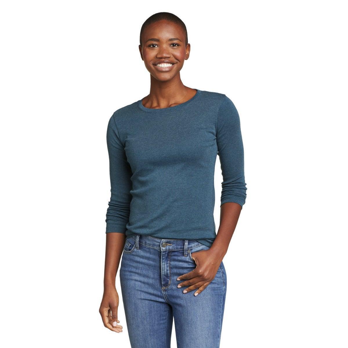 Favorite Tshirt Rundhalsausschnitt Langärmlig Damen Blau S von Eddie Bauer