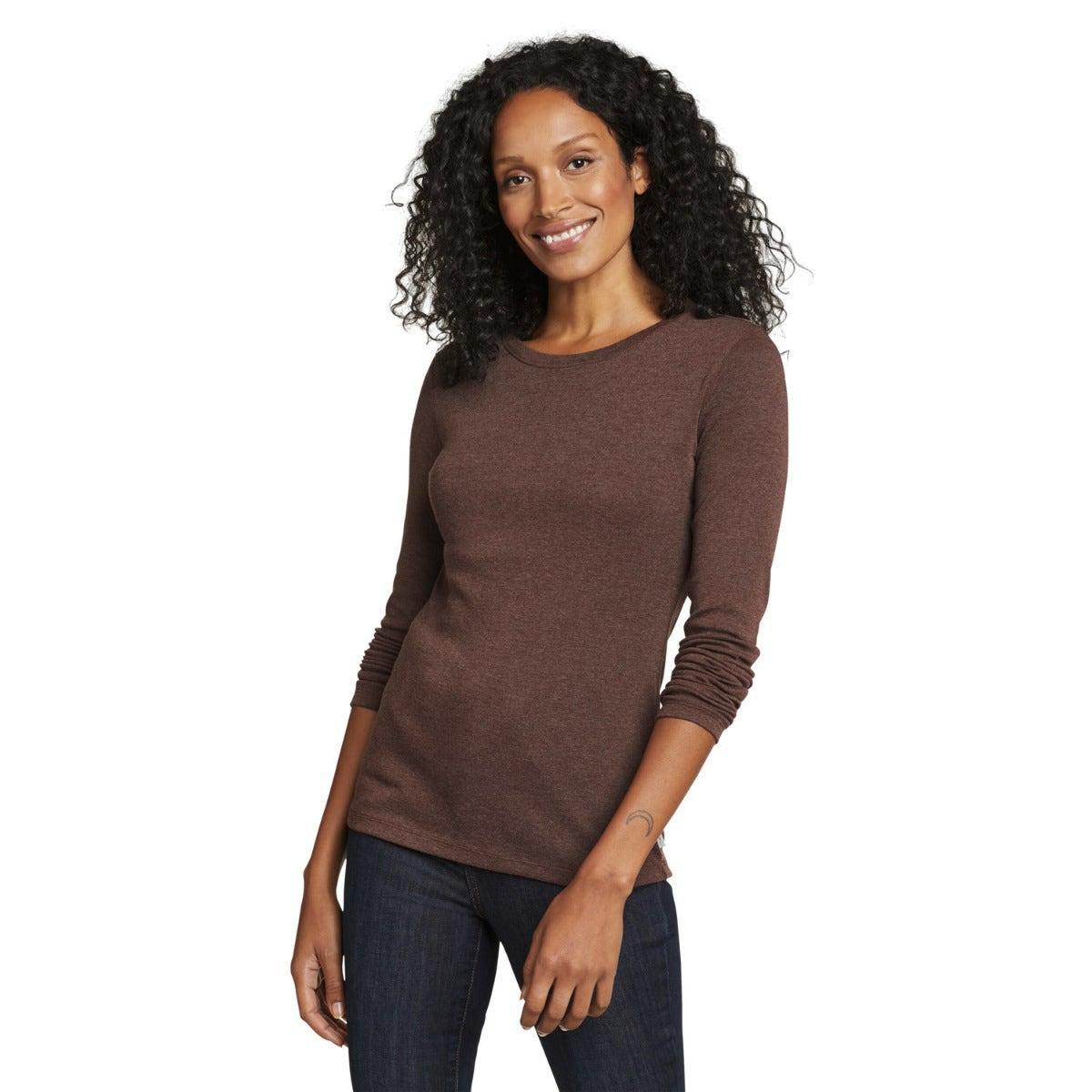 Favorite Tshirt Rundhalsausschnitt Langärmlig Damen Braun S von Eddie Bauer