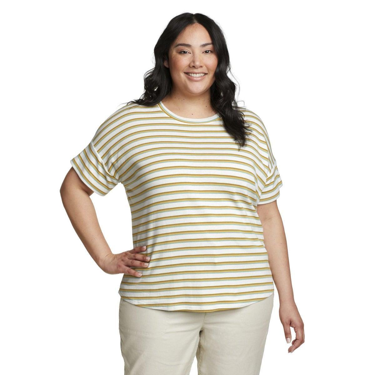 Favorite Tshirt Überschnittene Schulter Kurzärmlig Damen Antikgold M von Eddie Bauer