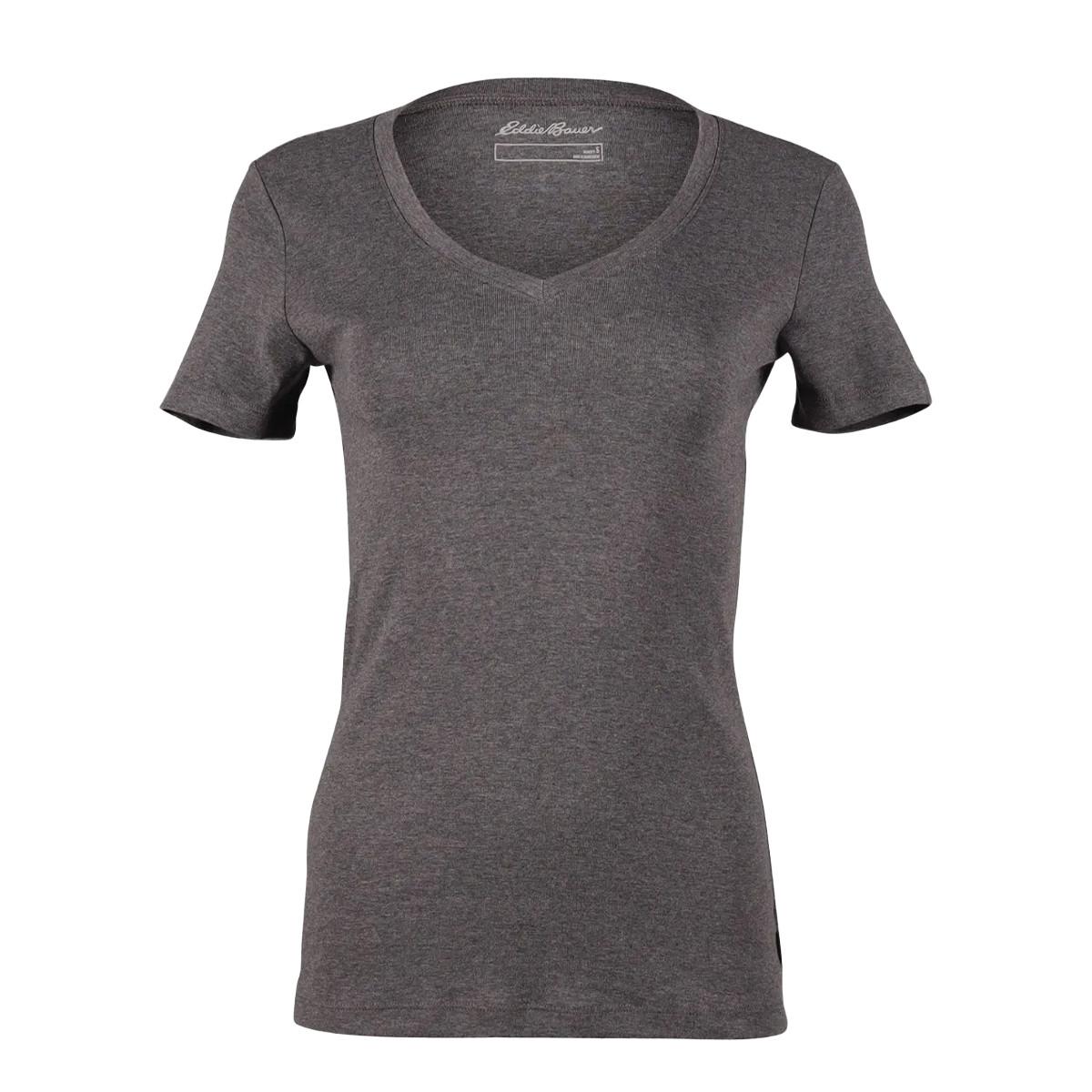 Favorite Tshirt Vausschnitt Kurzärmlig Damen Grau XS von Eddie Bauer