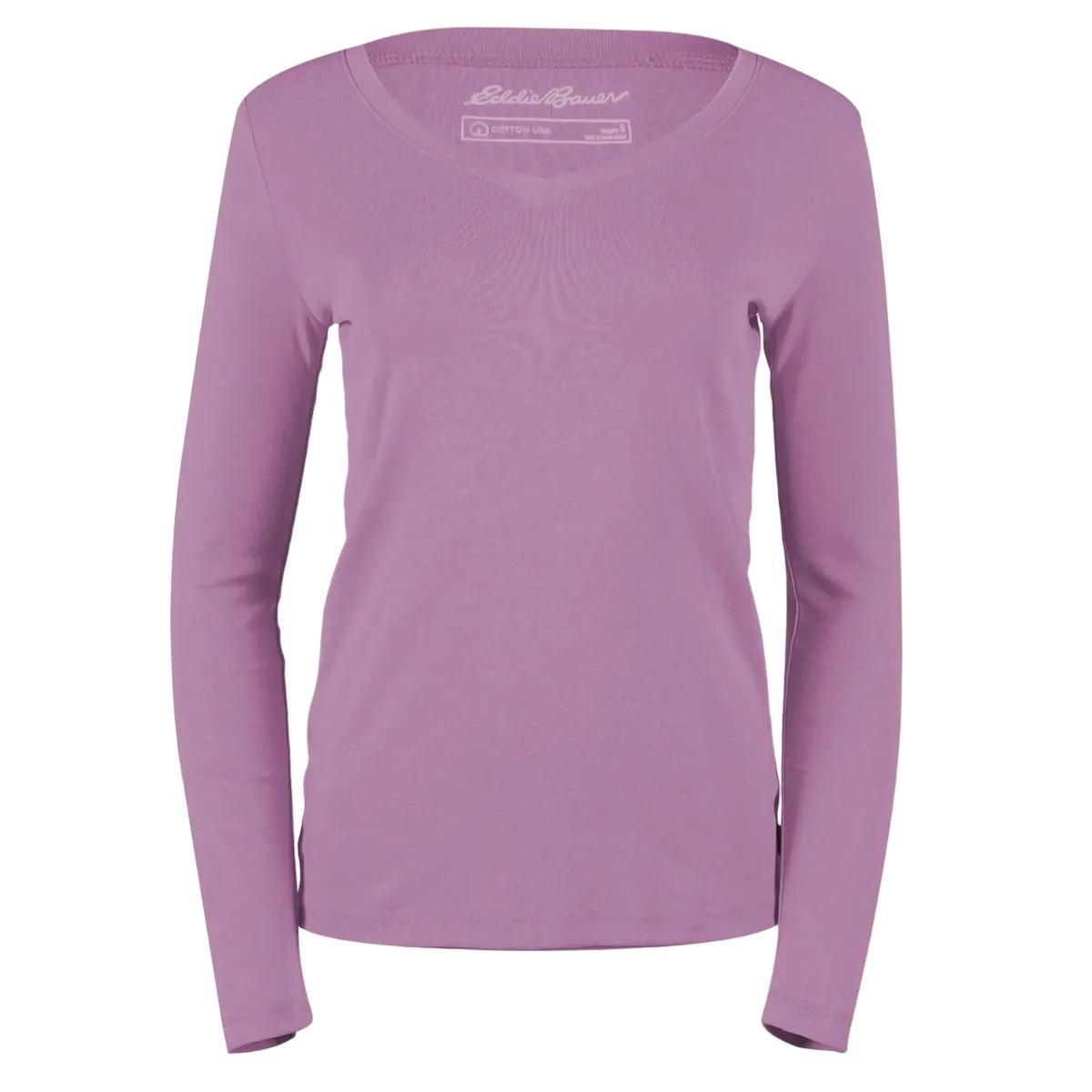 Favorite Tshirt Vausschnitt Langärmlig Damen Lila L von Eddie Bauer