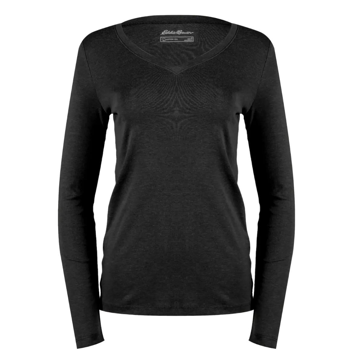 Favorite Tshirt Vausschnitt Langärmlig Damen Schwarz XL von Eddie Bauer