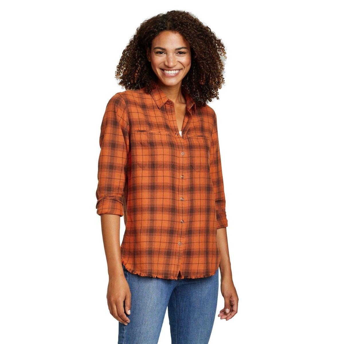 Fremont Hemd Ausgefranste Kante Damen Rot Bunt S von Eddie Bauer