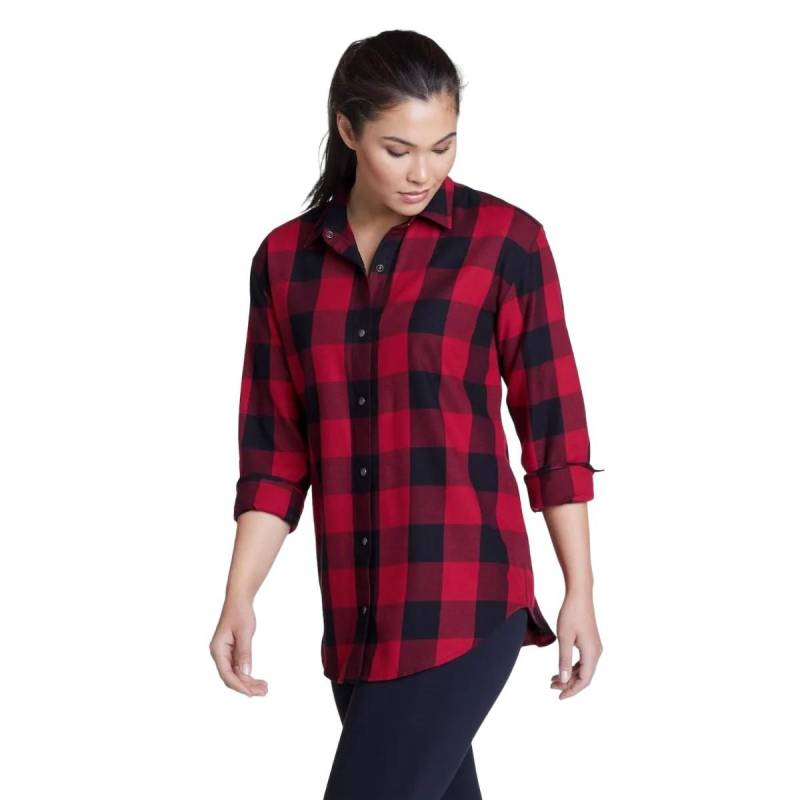 Fremont Hemd Front Knopfleiste Langärmlig Damen Rot Bunt XL von Eddie Bauer