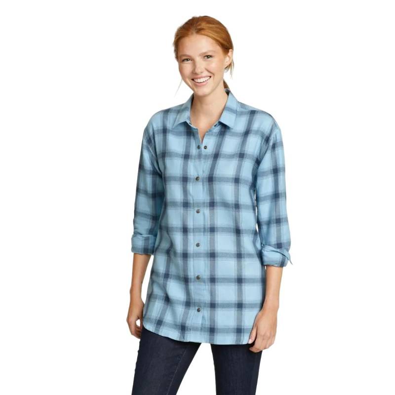 Fremont Hemd Front Knopfleiste Langärmlig Damen Türkisblau XL von Eddie Bauer