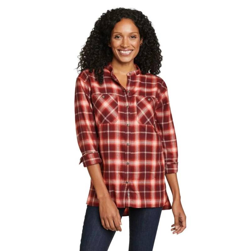 Fremont Hemd Ohne Kragen Damen Rot Bunt L von Eddie Bauer