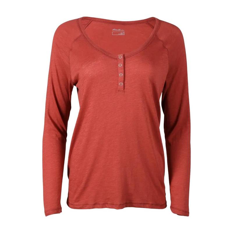 Gate Check Novelty Henley Tshirt Langärmlig Damen Bordeaux S von Eddie Bauer