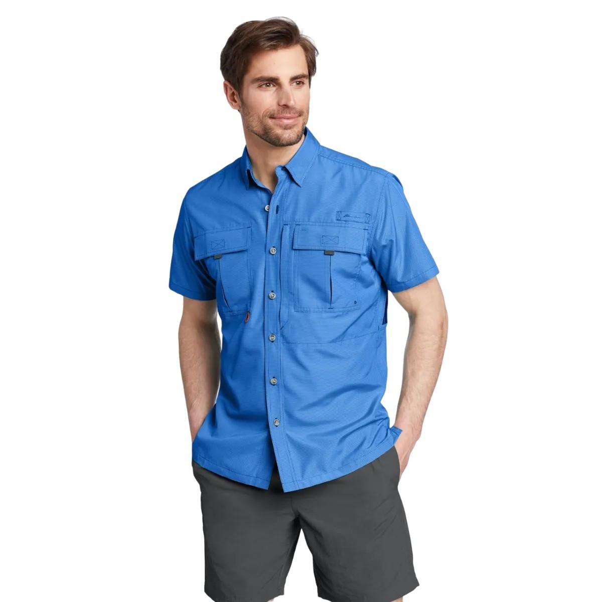 Guide 2 Hemd Mit Uvschutz Kurzärmlig Herren Blau L von Eddie Bauer