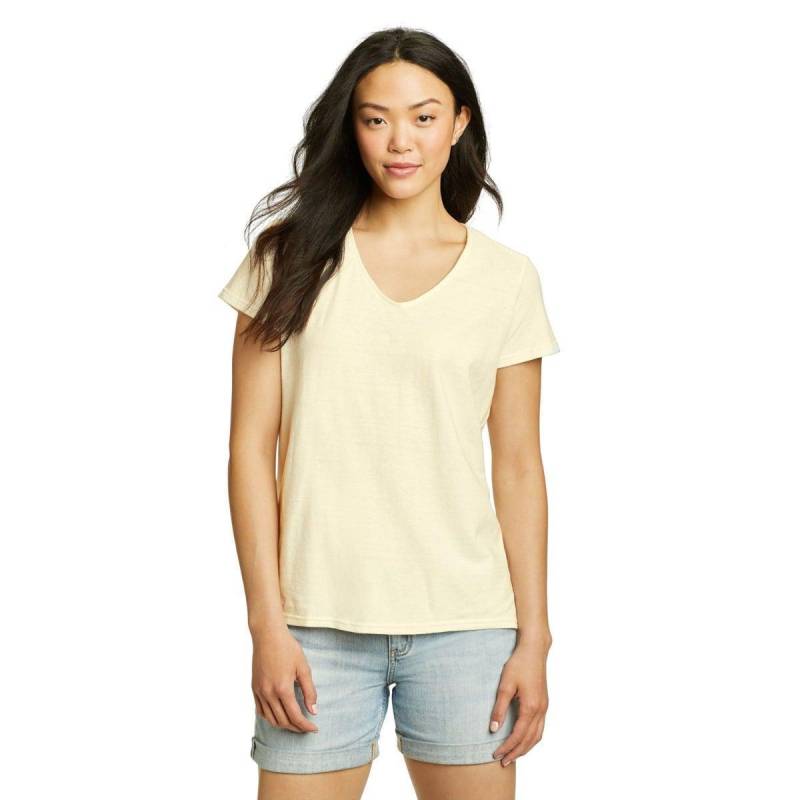 Hemplify Tshirt Vausschnitt Kurzärmlig Damen Elfenbein S von Eddie Bauer