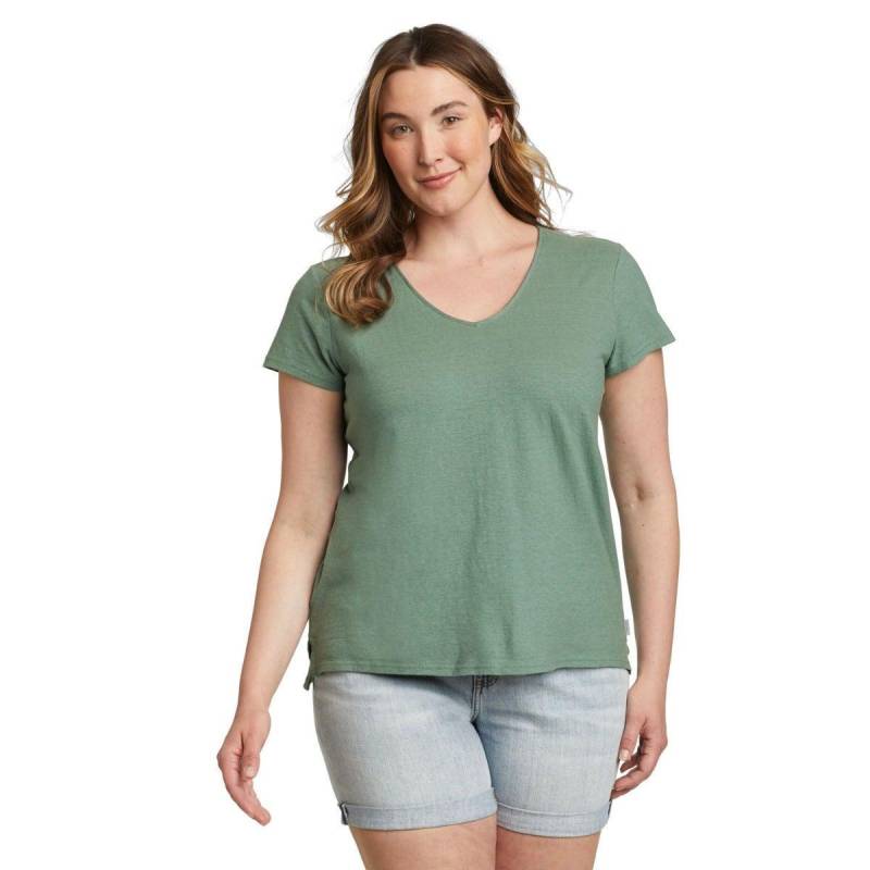 Hemplify Tshirt Vausschnitt Kurzärmlig Damen Gelbgold XS von Eddie Bauer