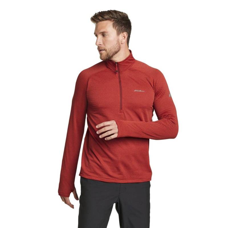 High Route Grid Air Fleeceoberteil Mit Halbem Reißverschluss Herren Rot Bunt L von Eddie Bauer