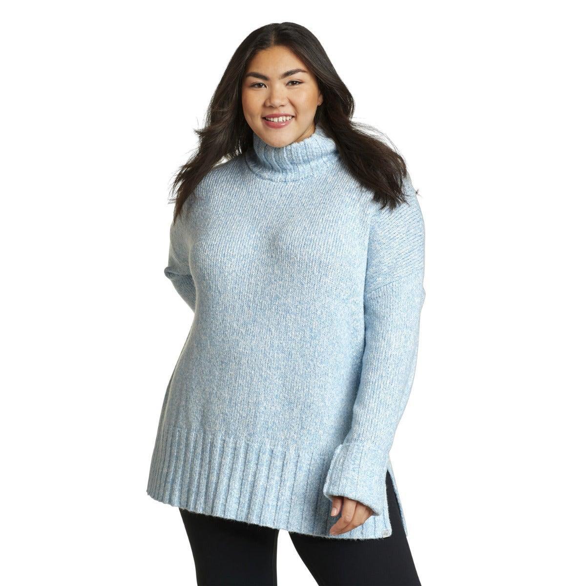 Rest And Repeat Pullover Top Weiter Stehkragen Damen Blau Denim L von Eddie Bauer