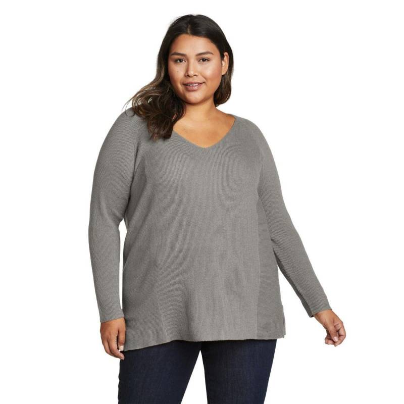 Tellus Pullover Top Vausschnitt Damen Grau S von Eddie Bauer