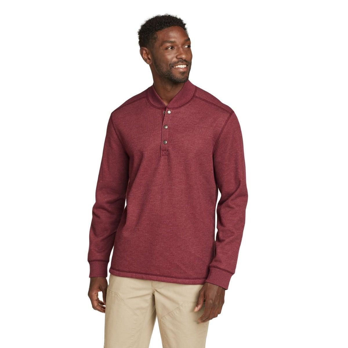 -henley-oberteil Aus Lammfellimitat Herren Dunkelrot M von Eddie Bauer