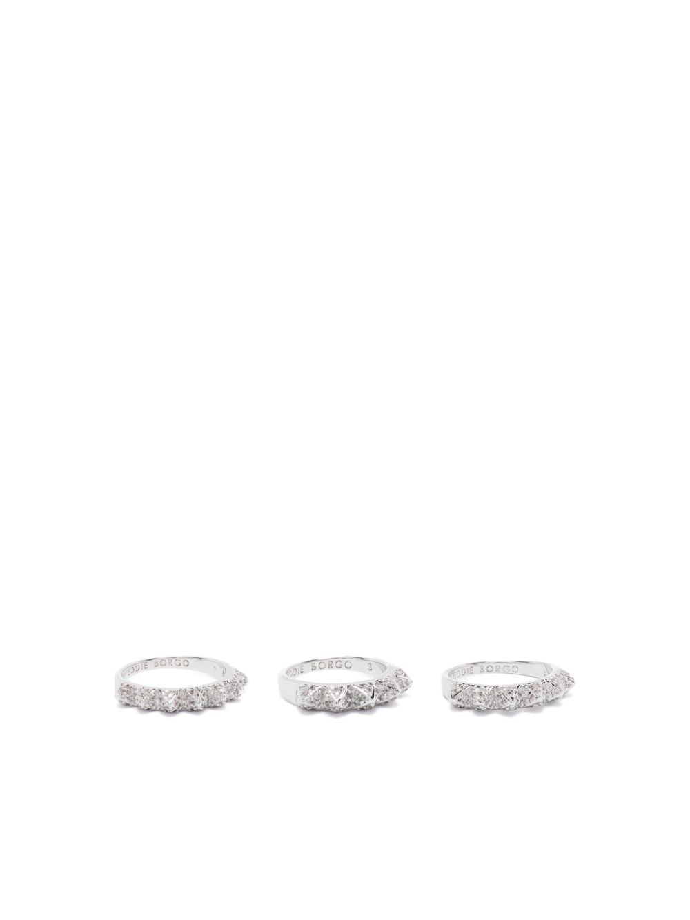 Eddie Borgo Pavé Eternal Pyramid ring (set of three) - Silver von Eddie Borgo