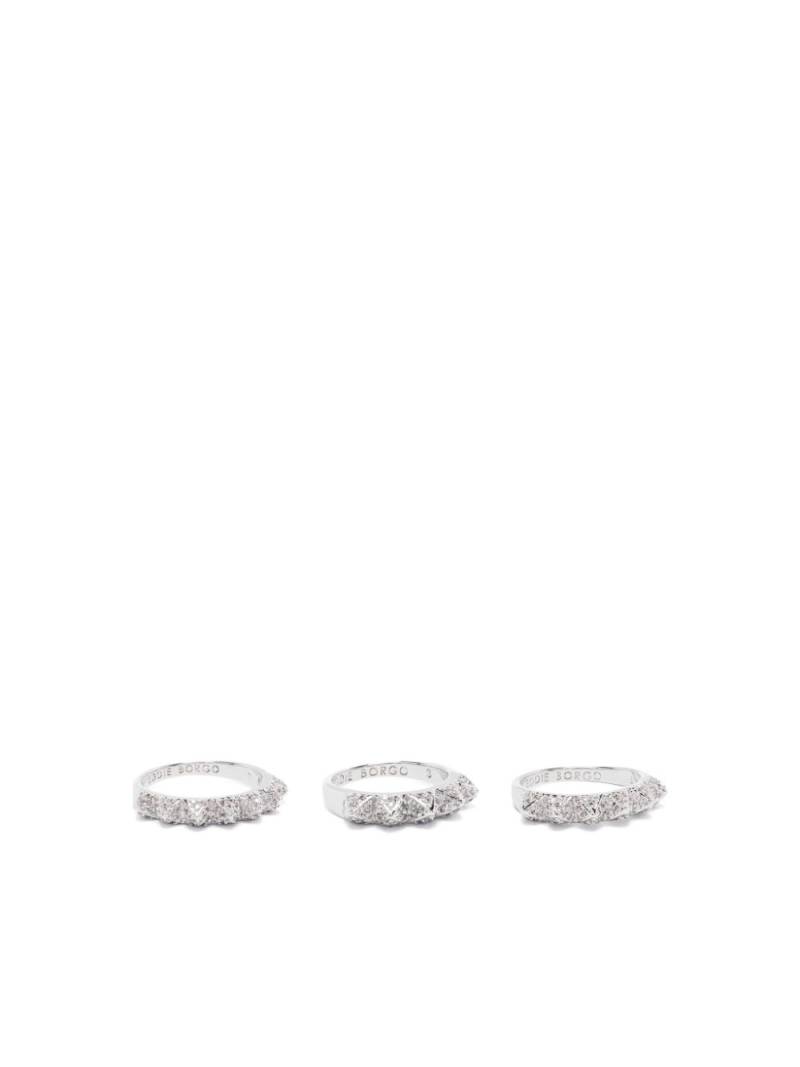 Eddie Borgo Pavé Eternal Pyramid ring (set of three) - Silver von Eddie Borgo