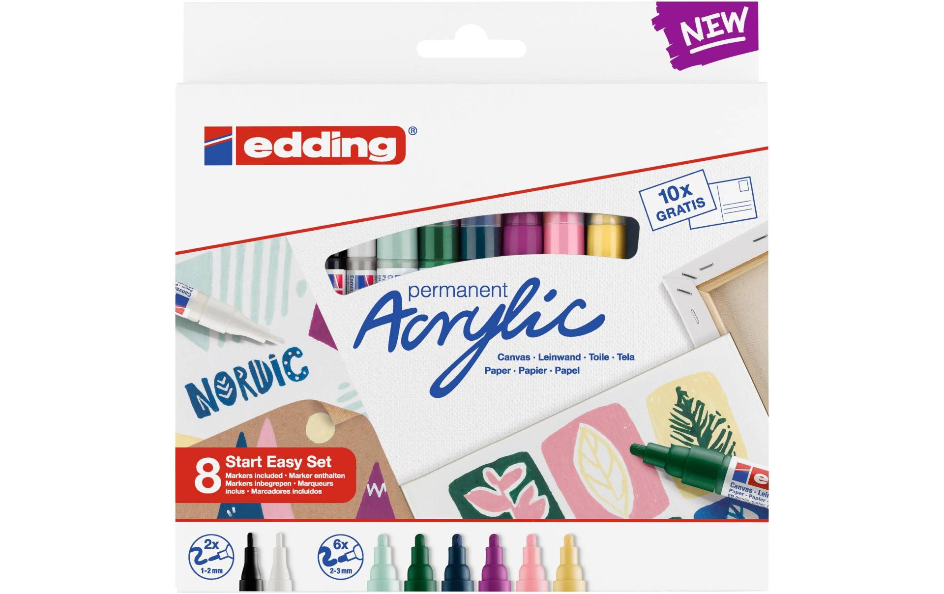 edding Marker »Starter Set 8-teilig«, (8 tlg.), Strichstärke 3mm