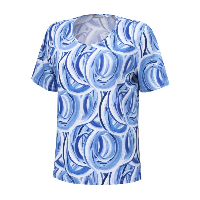 Damen-Shirt mit einem Print und Rundhalsausschnitt, blau, XXL von Edi Müller