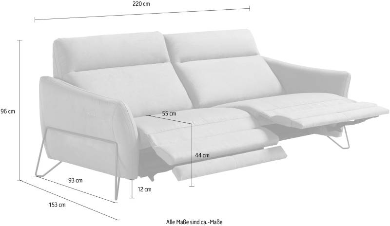 Egoitaliano 2-Sitzer »Gaia, modern, elegant und super komfortabel mit hoher Rückenlehne«, erstklassiger Sitzkomfort, Inkl. 2 Relaxfunktionen, mit Designfuss von Egoitaliano