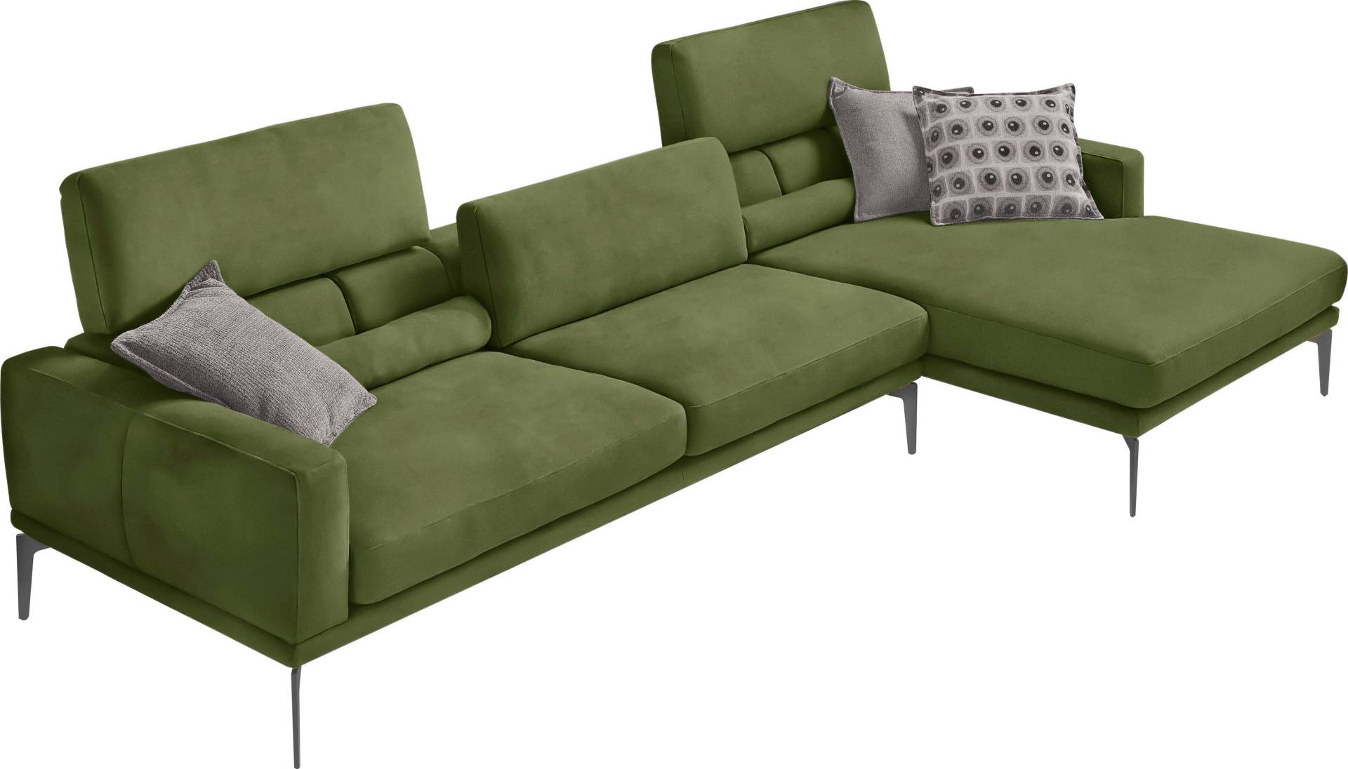 Egoitaliano Ecksofa »Masu, Design trifft sensationellen Sitzkomfort«, inkl. 2 Kissenrollen, Rückenelemente manuell verstellbar, Metallfüsse von Egoitaliano