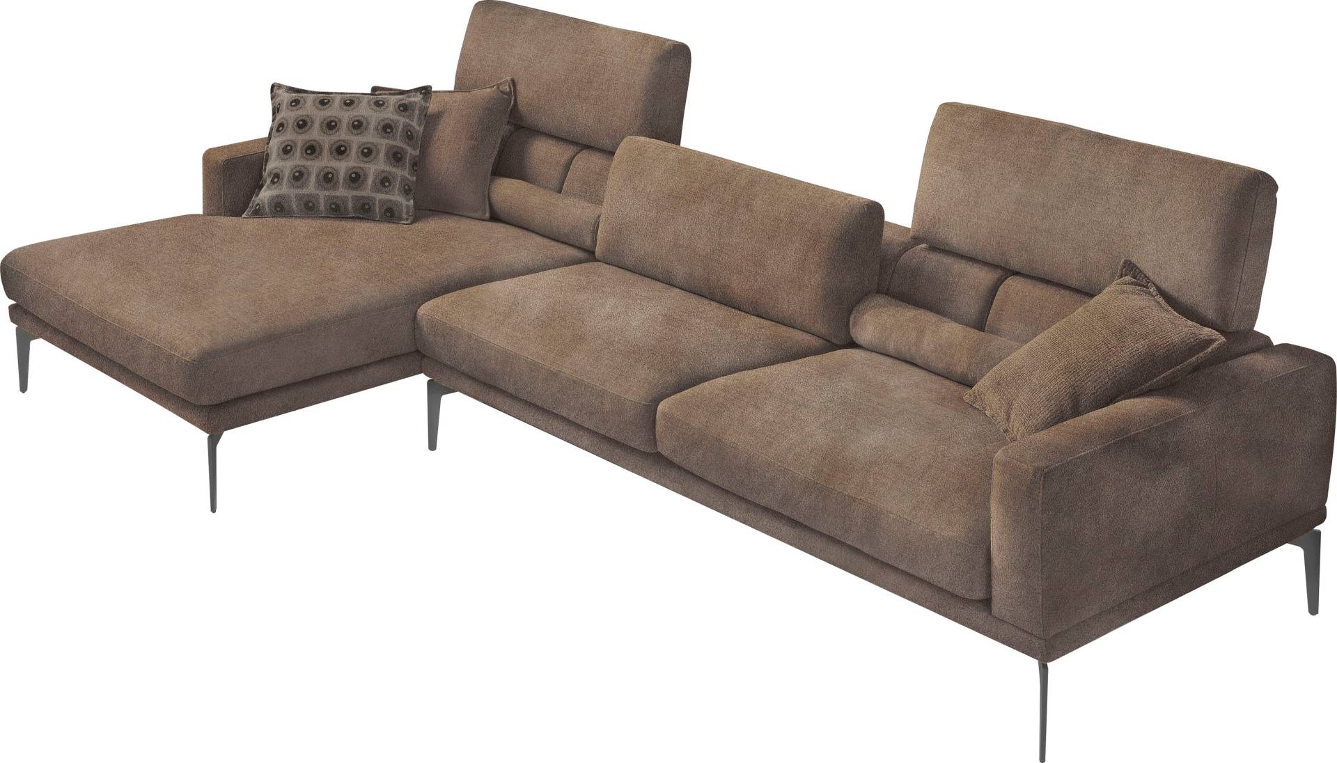 Egoitaliano Ecksofa »Masu, Design trifft sensationellen Sitzkomfort«, inkl. 2 Kissenrollen, Rückenelemente manuell verstellbar, Metallfüsse von Egoitaliano