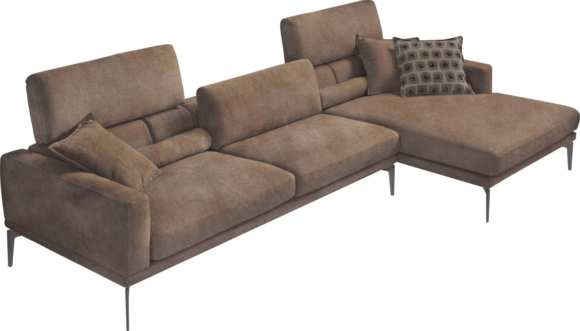 Egoitaliano Ecksofa »Masu, Design trifft sensationellen Sitzkomfort«, inkl. 2 Kissenrollen, Rückenelemente manuell verstellbar, Metallfüsse von Egoitaliano