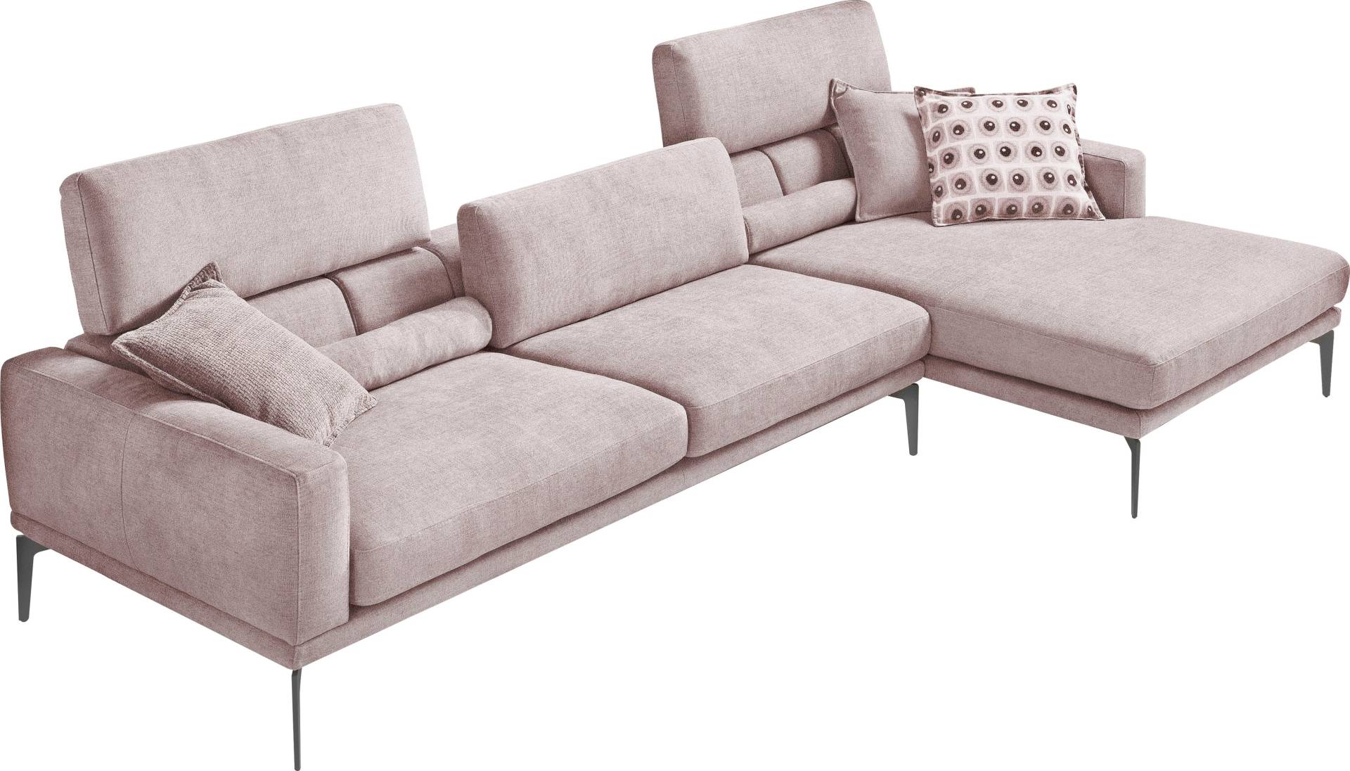 Egoitaliano Ecksofa »Masu, Design trifft sensationellen Sitzkomfort«, inkl. 2 Kissenrollen, Rückenelemente manuell verstellbar, Metallfüsse von Egoitaliano