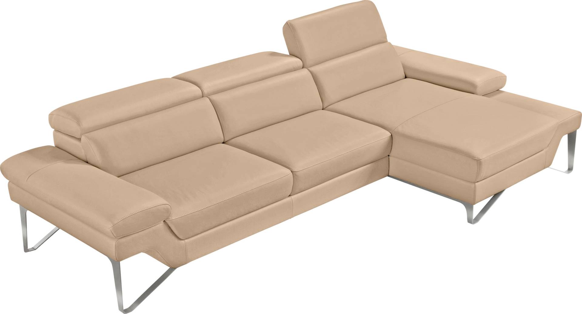 Egoitaliano Ecksofa »Princess, elegantes Designsofa mit erstklassigem Sitzkomfort, L-Form«, mit Recamiere, inkl. Kopfteilverstellung, edle Designmetallfüsse von Egoitaliano