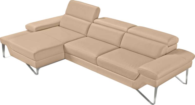 Egoitaliano Ecksofa »Princess, elegantes Designsofa mit erstklassigem Sitzkomfort, L-Form«, mit Recamiere, inkl. Kopfteilverstellung, edle Designmetallfüsse von Egoitaliano