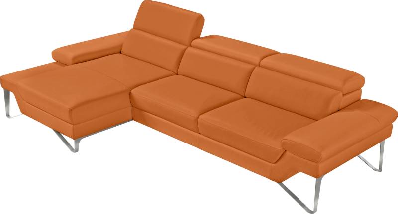 Egoitaliano Ecksofa »Princess, elegantes Designsofa mit erstklassigem Sitzkomfort, L-Form«, mit Recamiere, inkl. Kopfteilverstellung, edle Designmetallfüsse von Egoitaliano