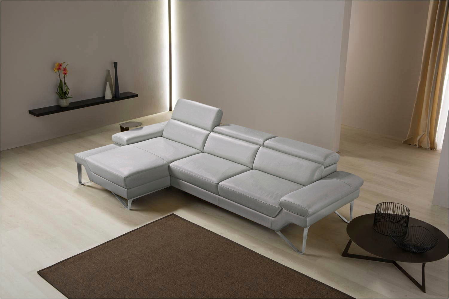 Egoitaliano Ecksofa »Princess, elegantes Designsofa mit erstklassigem Sitzkomfort, L-Form«, mit Recamiere, inkl. Kopfteilverstellung, edle Designmetallfüsse von Egoitaliano