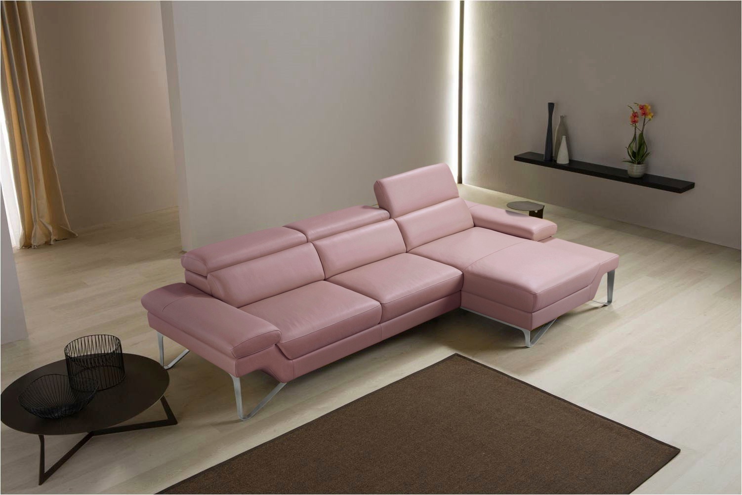 Egoitaliano Ecksofa »Princess, elegantes Designsofa mit erstklassigem Sitzkomfort, L-Form«, mit Recamiere, inkl. Kopfteilverstellung, edle Designmetallfüsse von Egoitaliano