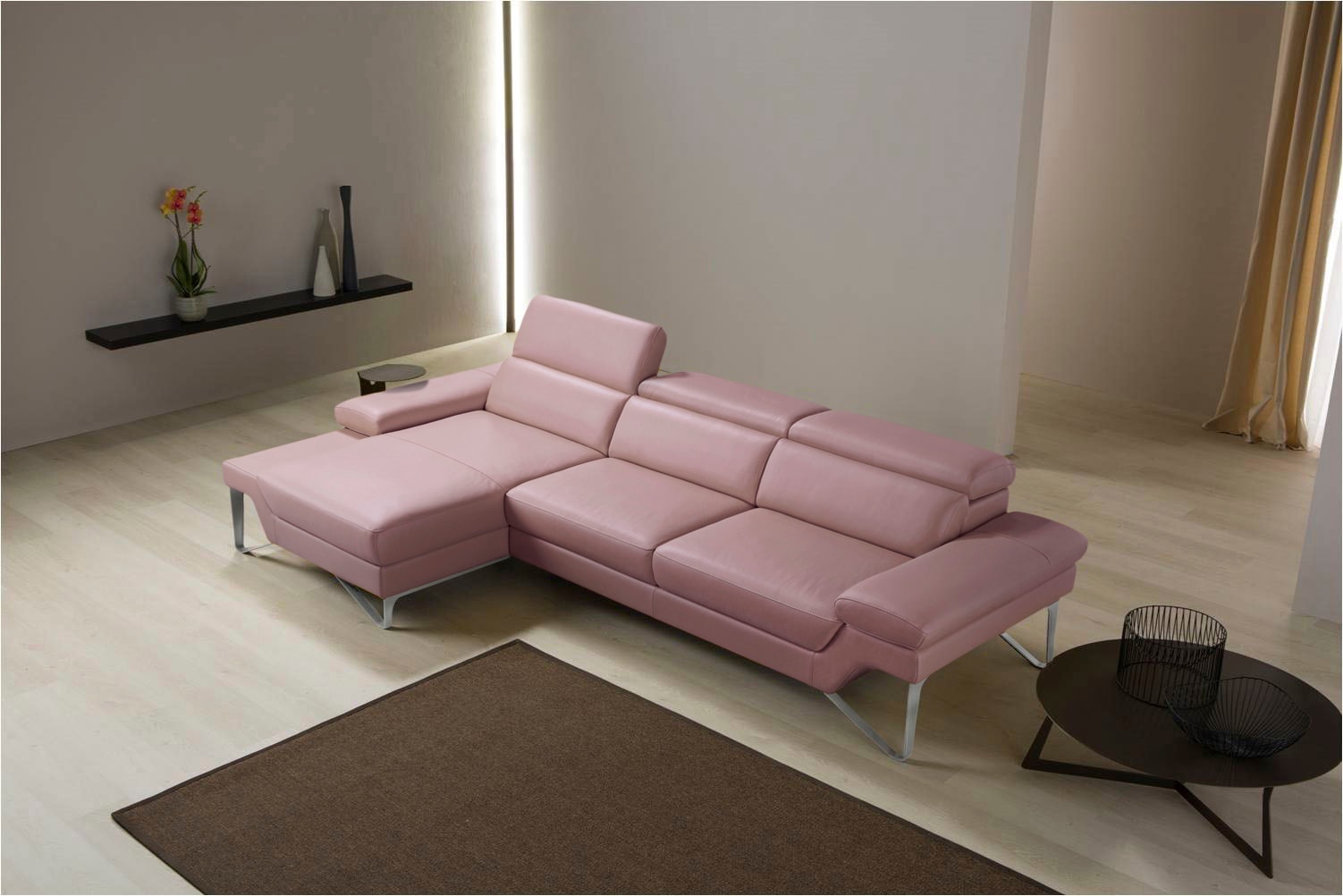 Egoitaliano Ecksofa »Princess, elegantes Designsofa mit erstklassigem Sitzkomfort, L-Form«, mit Recamiere, inkl. Kopfteilverstellung, edle Designmetallfüsse von Egoitaliano