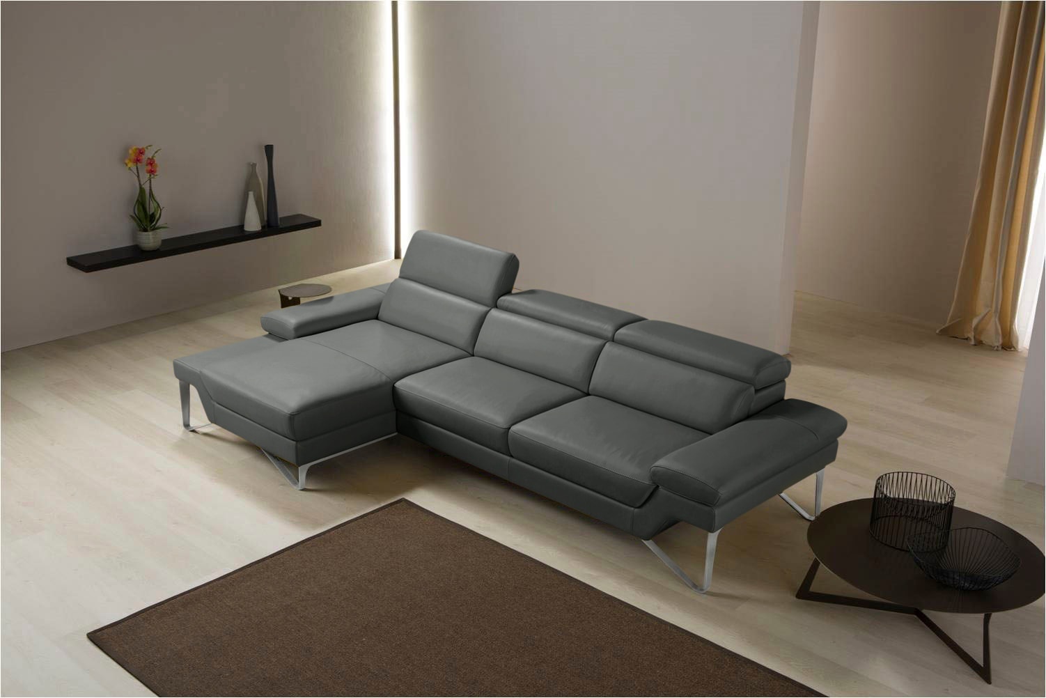 Egoitaliano Ecksofa »Princess, elegantes Designsofa mit erstklassigem Sitzkomfort, L-Form«, mit Recamiere, inkl. Kopfteilverstellung, edle Designmetallfüsse von Egoitaliano