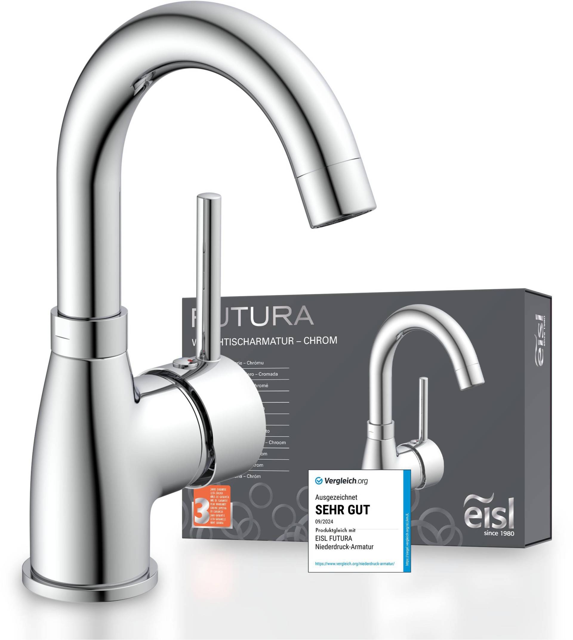 Eisl Waschtischarmatur »Futura«, Wasserhahn mit Energiesparfunktion Cold Start, Mischbatterie Eisl Waschtischarmatur »Futura«, Wasserhahn mit Energiesparfunktion Cold Start, Mischbatterie von Eisl