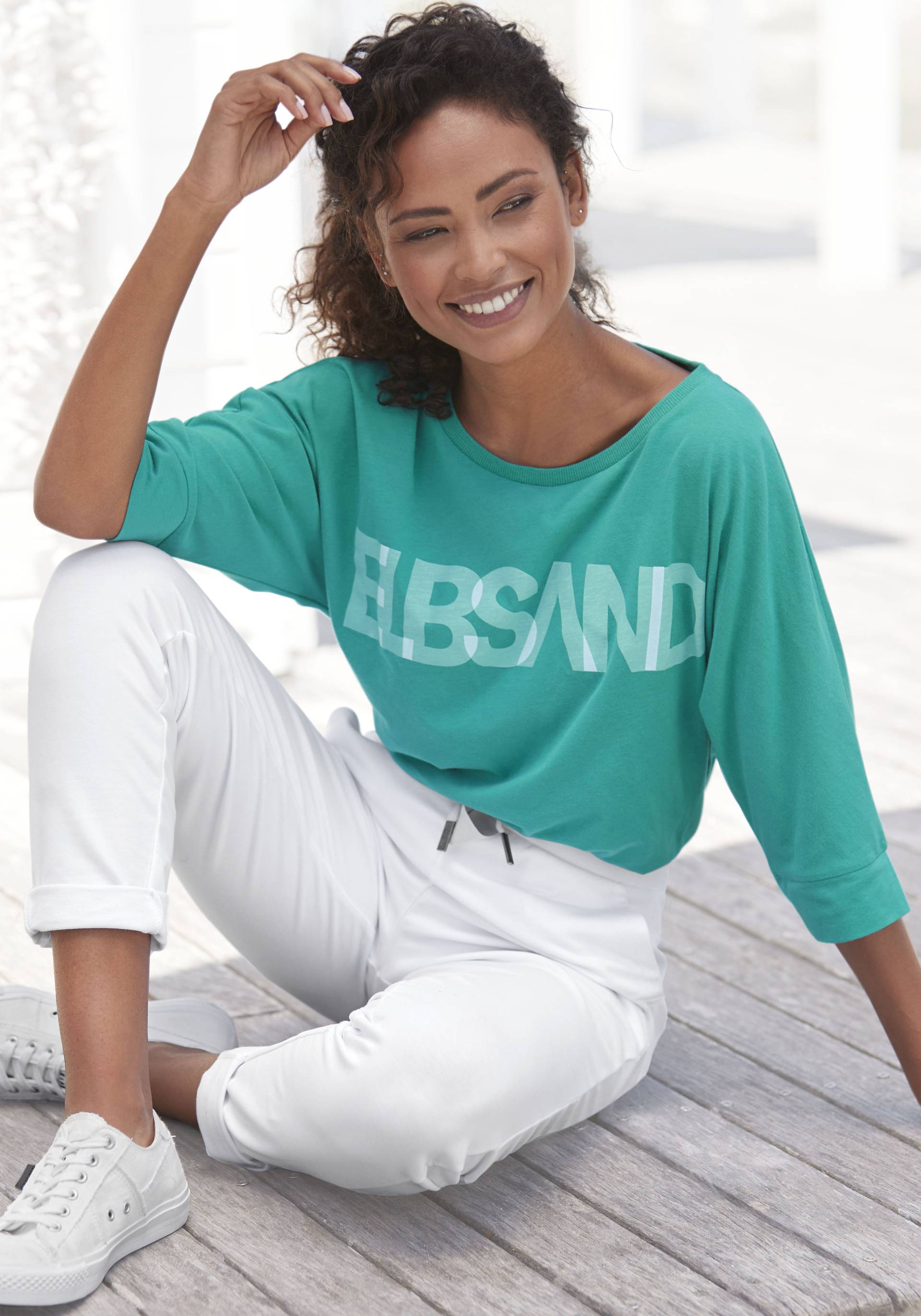 Elbsand 3/4-Arm-Shirt, mit Logodruck, Baumwoll-Mix, lockere Passform Elbsand 3/4-Arm-Shirt, mit Logodruck, Baumwoll-Mix, lockere Passform von Elbsand