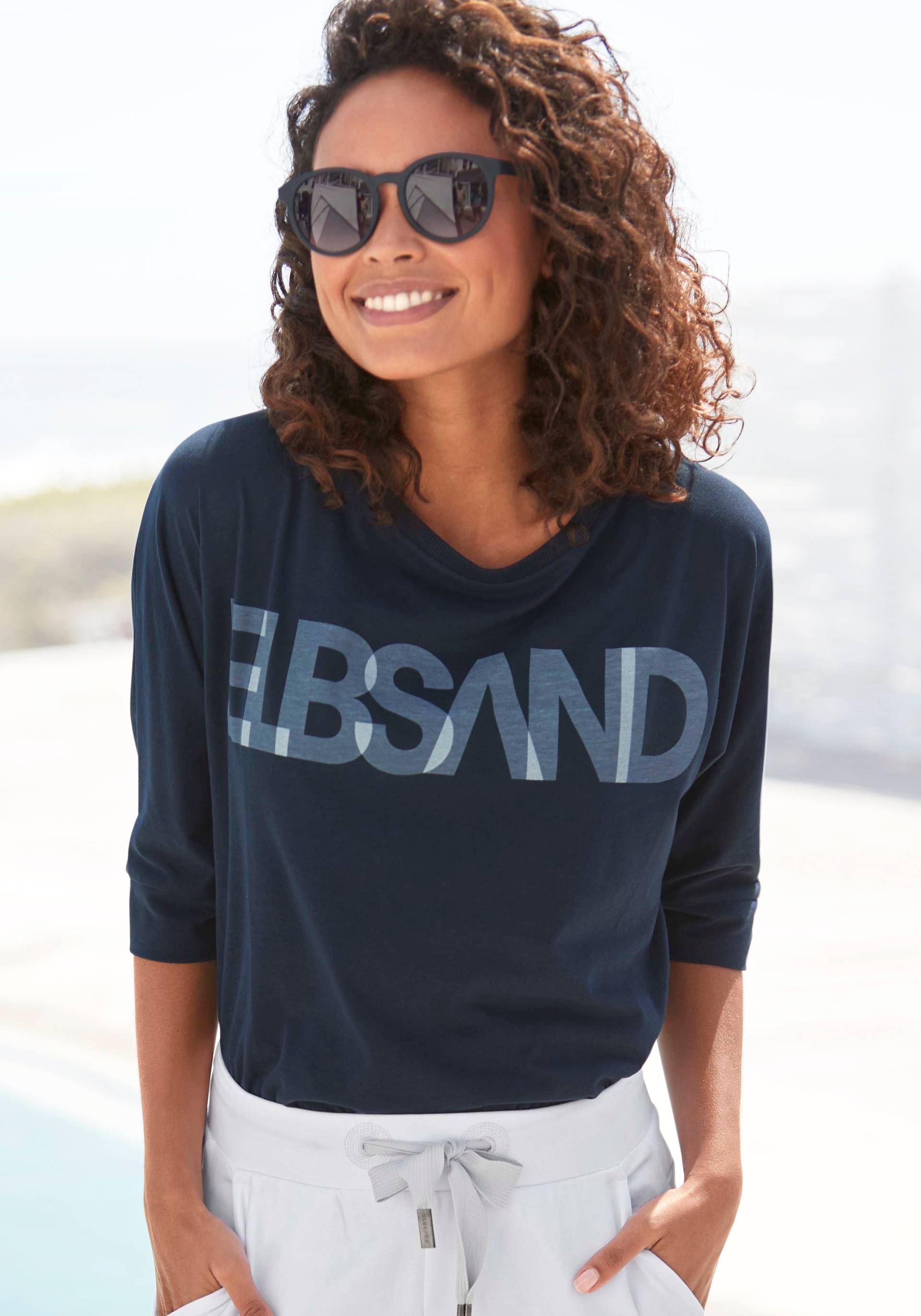 Elbsand 3/4-Arm-Shirt, mit Logodruck, Baumwoll-Mix, lockere Passform Elbsand 3/4-Arm-Shirt, mit Logodruck, Baumwoll-Mix, lockere Passform von Elbsand