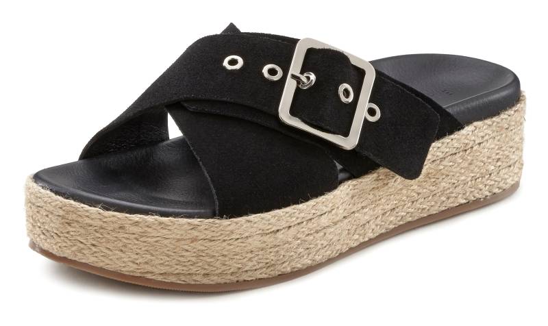 Elbsand Pantolette, Mule, Sandale, offener Schuh mit Plateauabsatz aus Leder von Elbsand