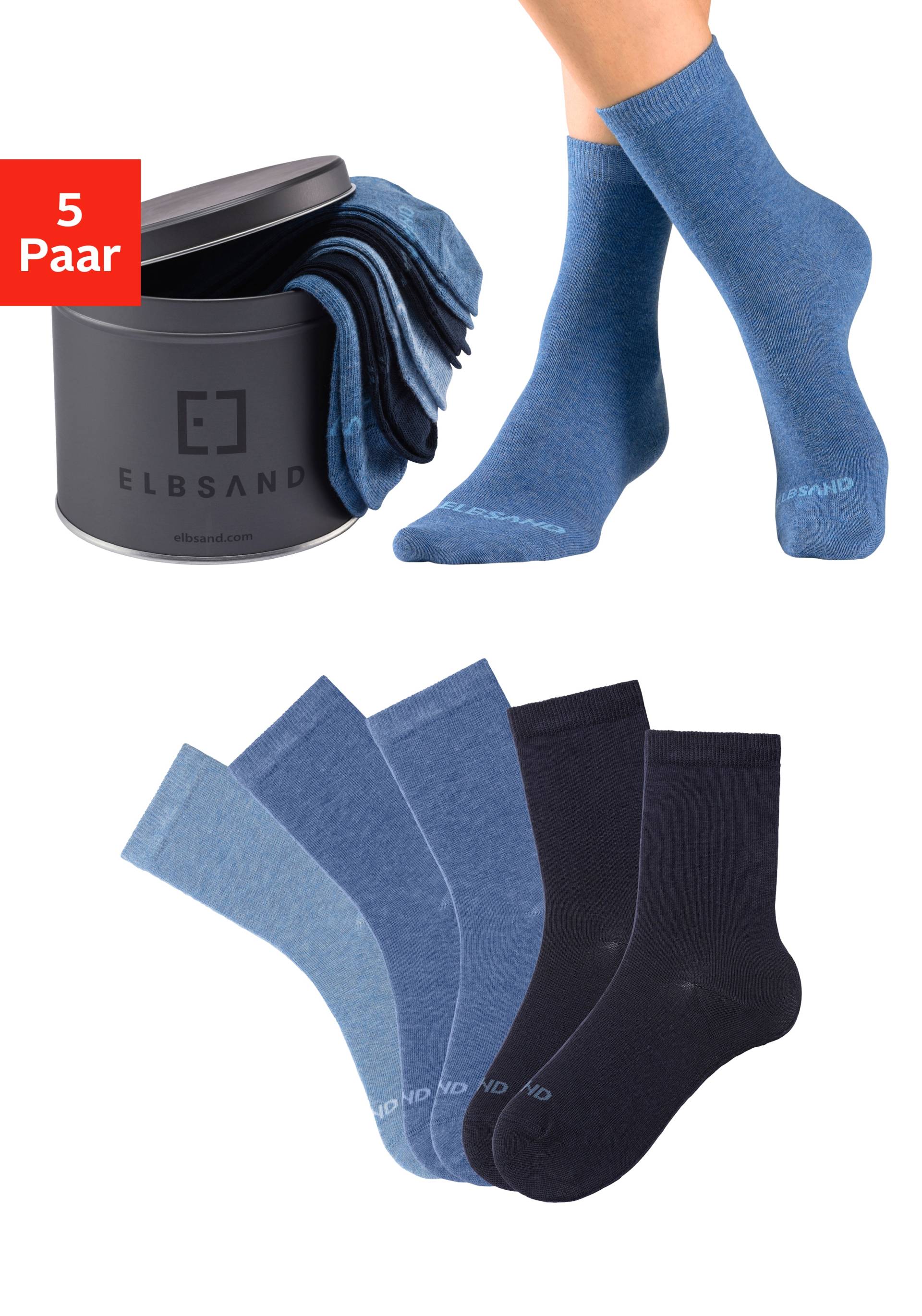 Elbsand Socken, (Dose, 5 Paar), verpackt in praktischer Metalldose von Elbsand