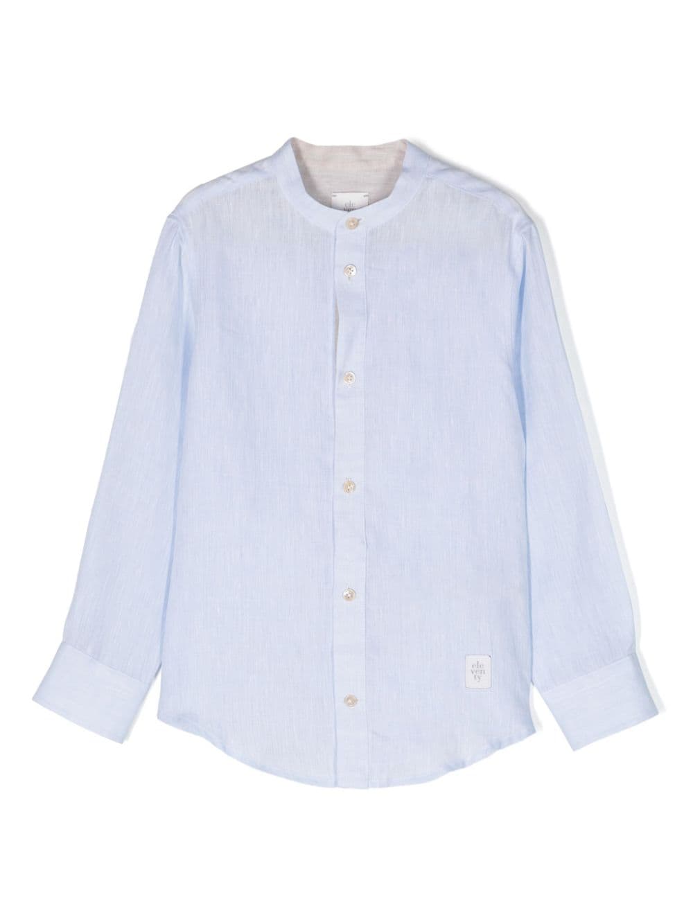 Eleventy Kids band-collar linen shirt - Blue von Eleventy Kids