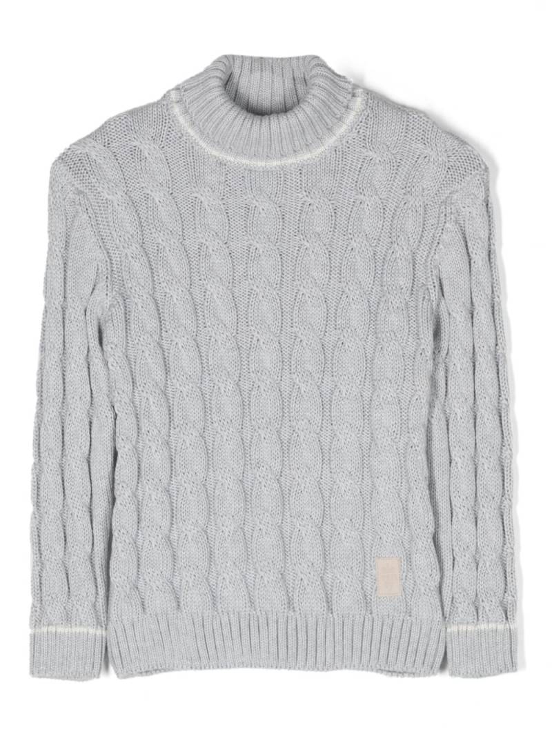 Eleventy Kids cable-knit virgin-wool jumper - Grey von Eleventy Kids