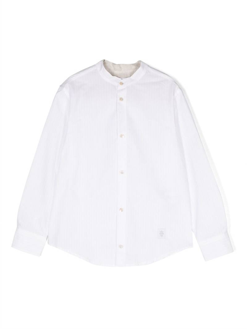 Eleventy Kids collarless long-sleeve linen shirt - White von Eleventy Kids