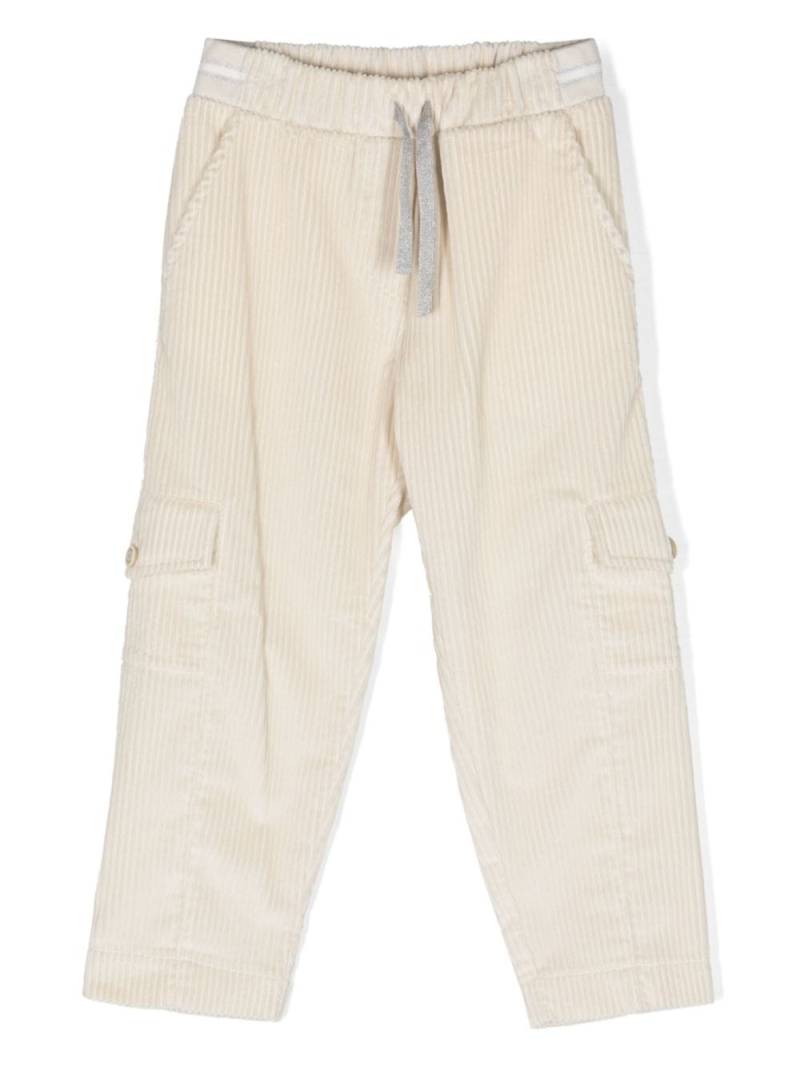 Eleventy Kids drawstring-waist corduroy trousers - White von Eleventy Kids