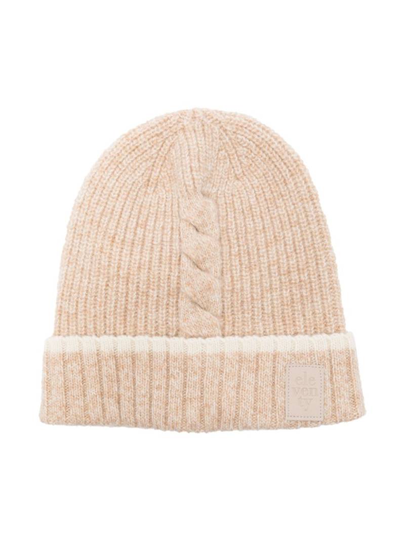 Eleventy Kids logo-patch beanie - Brown von Eleventy Kids