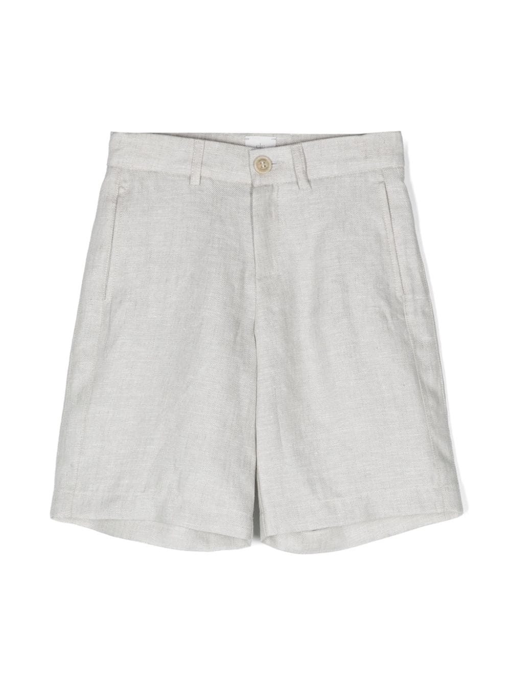 Eleventy Kids logo-patch linen shorts - Neutrals von Eleventy Kids