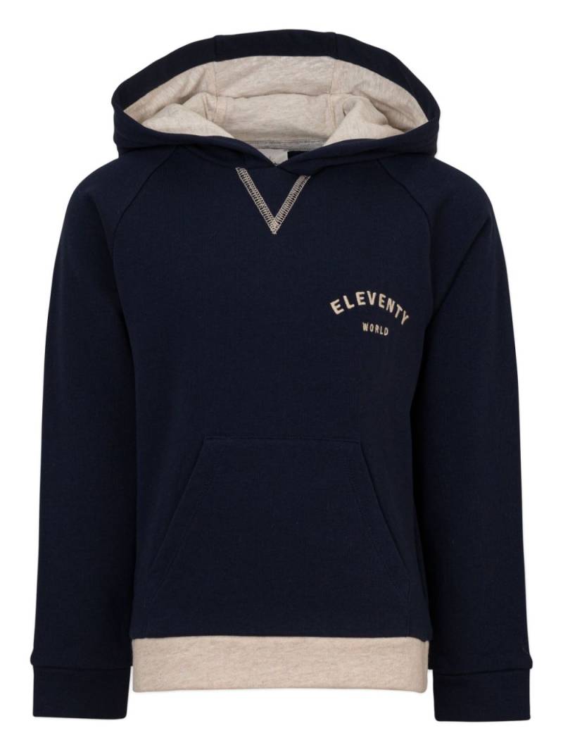 Eleventy Kids logo-print hoodie - Blue von Eleventy Kids