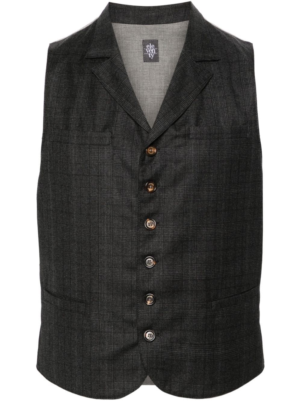 Eleventy checked wool waistcoat - Grey von Eleventy