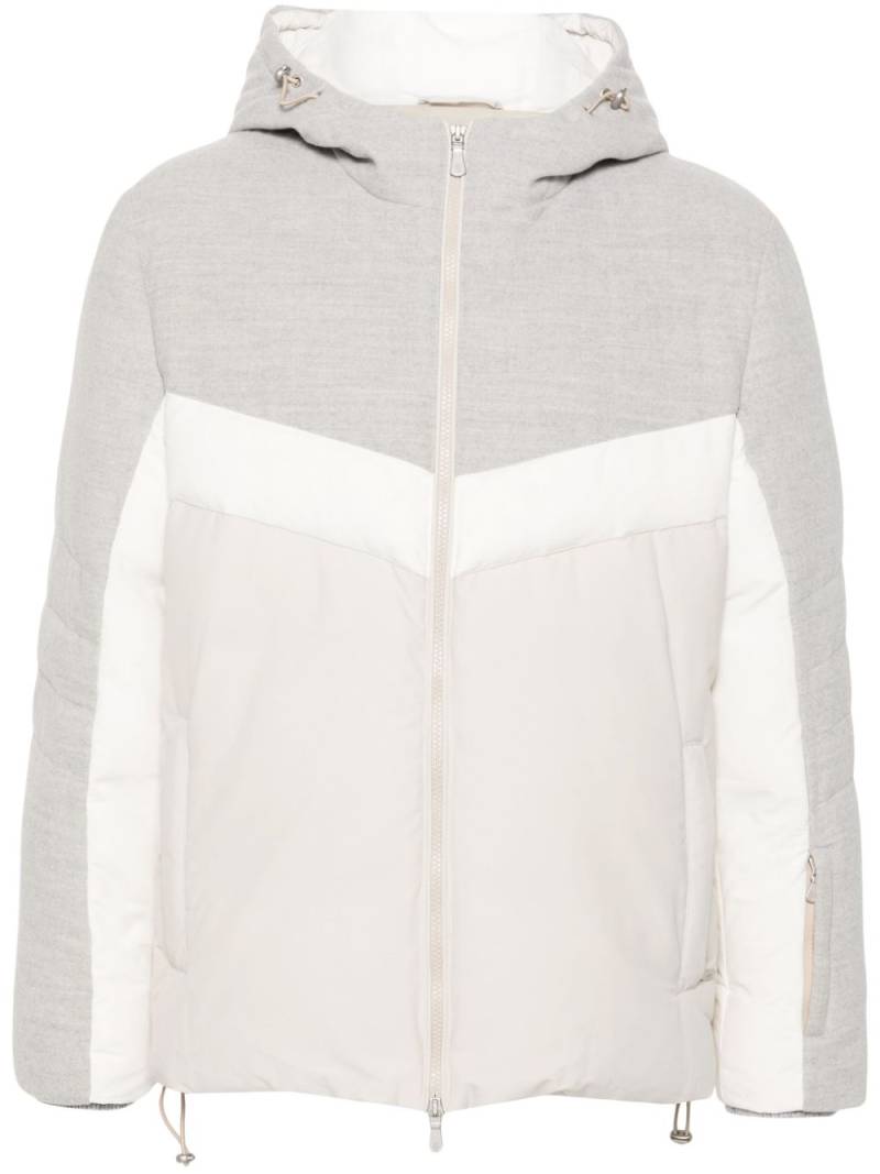 Eleventy contrast-panel padded jacket - Neutrals von Eleventy