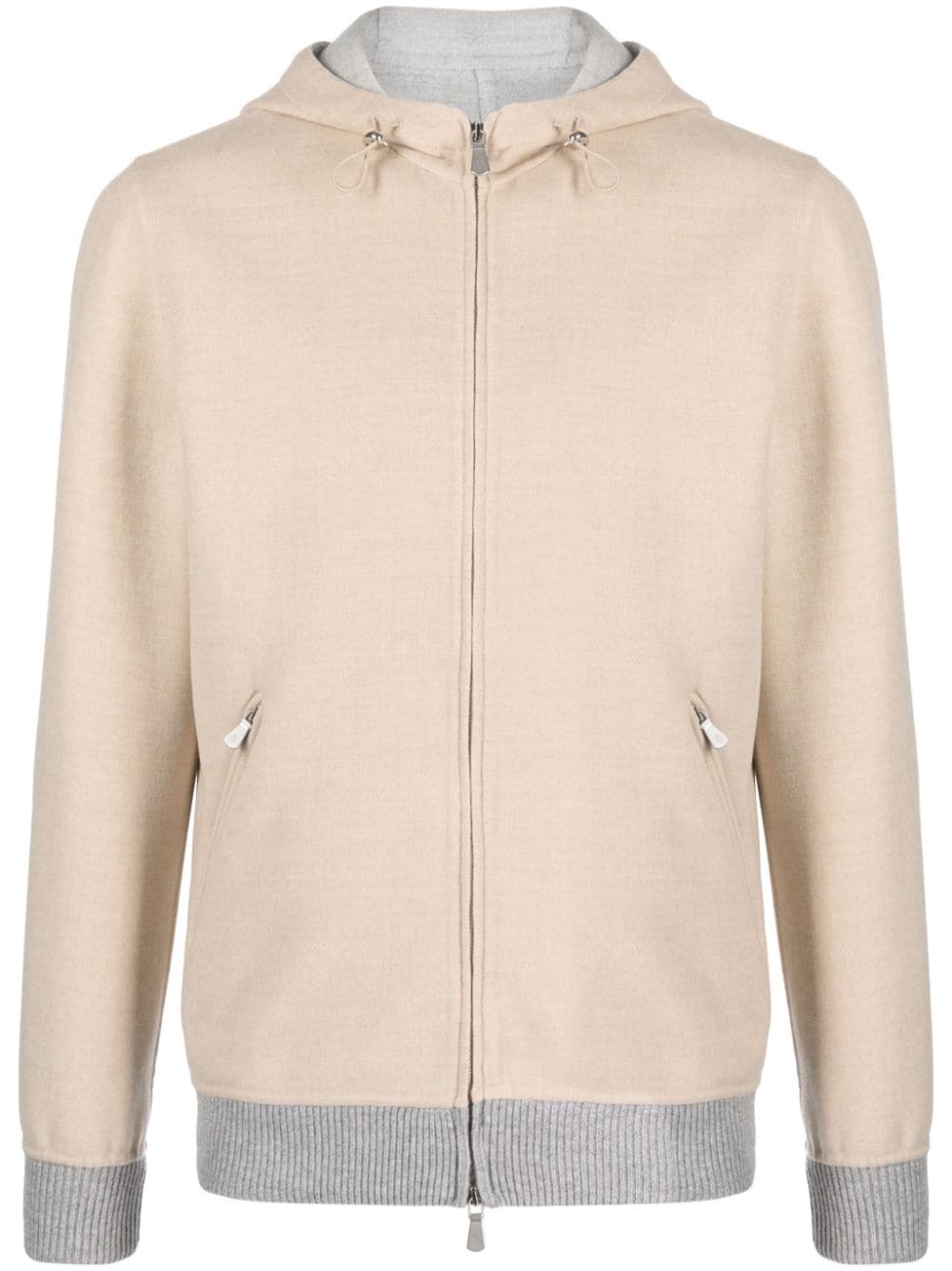 Eleventy contrasting-trim wool hooded jacket - Neutrals von Eleventy